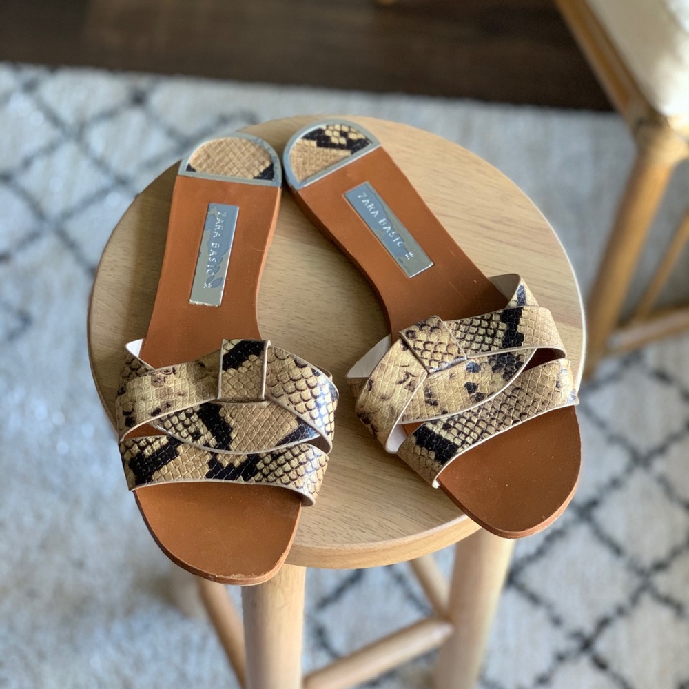 Zara Python Snake Print Sandals
